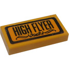 LEGO Bright Light Orange Tile 1 x 2 with "HIGH FLYER" Sticker with Groove (3069)
