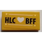 LEGO Bright Light Orange Tile 1 x 2 with HLC (heart) BFF Sticker with Groove (3069)