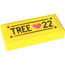 LEGO Bright Light Orange Tile 1 x 2 with 'TREE', Heart, Number 22 Sticker with Groove (3069)