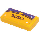 LEGO Helder Lichtoranje Tegel 1 x 2 met 'ZOBO' Sticker met groef (3069)