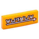 LEGO Bright Light Orange Tile 1 x 3 with Museum (Ninjago Language) Sticker (63864)
