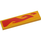 LEGO Bright Light Orange Tile 1 x 4 with Red Flames (Right) Sticker (2431)