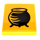 LEGO Bright Light Orange Tile 2 x 2 with Cauldron Sticker with Groove (3068)