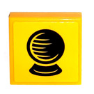 LEGO Helder Lichtoranje Tegel 2 x 2 met Crystal sphere Sticker met groef (3068)