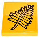 LEGO Bright Light Orange Tile 2 x 2 with Fern Frond Sticker with Groove (3068)