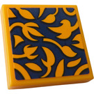 LEGO Helles Licht Orange Fliese 2 x 2 mit Blume Muster Aufkleber mit Nut (3068)