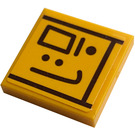 LEGO Helder Lichtoranje Tegel 2 x 2 met Hieroglyphs 1 Sticker met groef (3068)