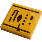 LEGO Bright Light Orange Tile 2 x 2 with Hieroglyphs 2 Sticker with Groove (3068)