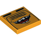 LEGO Helder Lichtoranje Tegel 2 x 2 met Miss Fritter Mouth met groef (3068 / 34419)