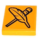 LEGO Helder Lichtoranje Tegel 2 x 2 met Wand en Veer Sticker met groef (3068)