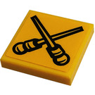 LEGO Orange clair brillant Tuile 2 x 2 avec Wands Autocollant avec rainure (3068)