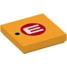 LEGO Helles Licht Orange Fliese 2 x 2 mit Weiß E im rot Kreis mit Nut (3068 / 24369)