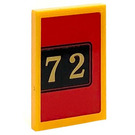 LEGO Bright Light Orange Tile 2 x 3 with '72' Sticker (26603)