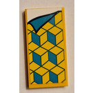 LEGO Bright Light Orange Tile 2 x 4 with Blanket with Dark Turquoise and Yellow Diamonds Sticker (87079)