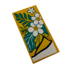 LEGO Bright Light Orange Tile 2 x 4 with Blanket with White Flowers and Dark Turquoise Leaves Sticker (87079)