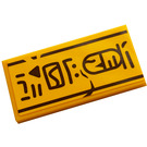 LEGO Helder Lichtoranje Tegel 2 x 4 met Hieroglyphs Sticker (87079)