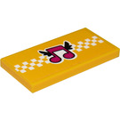 LEGO Bright Light Orange Tile 2 x 4 with Music Notes Sticker (87079)