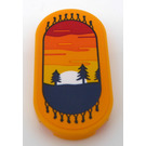 LEGO Bright Light Orange Tile 2 x 4 with Rounded Ends with Carpet with a Sunset and Fir Trees Sticker (66857)