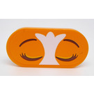 LEGO Bright Light Orange Tile 2 x 4 with Rounded Ends with Cat's Eyes Closed Sticker (66857)
