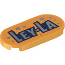 LEGO Orange clair brillant Tuile 2 x 4 avec Arrondi Ends avec ‘LEY-LA’ et Argent Stars Autocollant (66857)