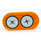 LEGO Bright Light Orange Tile 2 x 4 with Rounded Ends with Two Light Aqua Cushions Sticker (66857)