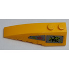 LEGO Bright Light Orange Wedge 2 x 6 Double Left with Caution Triangle, Biohazard Symbol Sticker (41748)