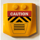 LEGO Orange clair brillant Coin 4 x 4 Incurvé avec 'CAUTION', Noir et Jaune Chevrons et Air Vents Autocollant (45677)