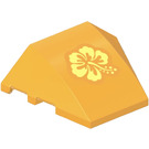 LEGO Orange clair brillant Coin Incurvé 3 x 4 Tripler avec Hibiscus Fleur (Droite) Autocollant (64225)