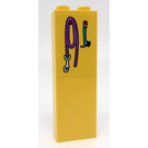 LEGO Bright Light Yellow Brick 1 x 2 x 5 with Medium Lavender Rope with Carabiner Attached Sticker with Stud Holder (2454)