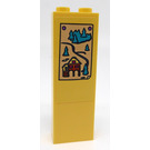 LEGO Bright Light Yellow Brick 1 x 2 x 5 with Mountain Landscape Sticker with Stud Holder (2454)