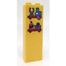 LEGO Bright Light Yellow Brick 1 x 2 x 5 with Two Reddish Brown Shelves and Utensils Sticker with Stud Holder (2454)