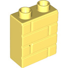 LEGO Bright Light Yellow Duplo Brick 1 x 2 x 2 with Brick Wall Pattern (25550)