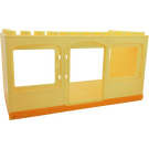 LEGO Bright Light Yellow Duplo Building 6 x 12 x 5 with Center Door Opening and Two Window Openings with Bright Light Orange Bottom Pattern