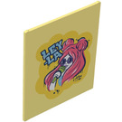 LEGO Bright Light Yellow Glass for Frame 1 x 6 x 6 with ‘LEY-LA’ and Pink-haired Singer Sticker (42509)