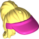 LEGO Bright Light Yellow Hair with Ponytail and Pink Sun visor (15693)