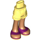 LEGO Bright Light Yellow Hip with Rolled Up Shorts with Purple Sandals with Thick Hinge (11403 / 35556)