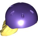 LEGO Bright Light Yellow Mid-Length Hair with Dark Purple Bicycle Helmet (76416)