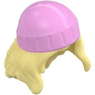 LEGO Giallo chiaro brillante Mig-Length Capelli con Rosa Cappello (80577 / 106162)