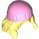LEGO Helder Lichtgeel Mig-Length Haar met Pink Hoed (80577 / 106162)