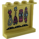 LEGO Bright Light Yellow Panel 1 x 4 x 3 with plug and USB flash drives Sticker with Side Supports (60581)
