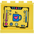 LEGO Bright Light Yellow Panel 1 x 4 x 3 with Thermometer & Mug Sticker with Side Supports, Hollow Studs (35323)