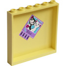 LEGO Bright Light Yellow Panel 1 x 6 x 5 with 2 Cats 'ella' Sticker (59349)
