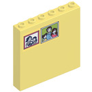 LEGO Bright Light Yellow Panel 1 x 6 x 5 with 2 Family Photos Sticker (59349)