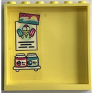 LEGO Bright Light Yellow Panel 1 x 6 x 5 with Ice Cream Cone, Popsicles, Postcard and Shelf with Jam Jars Sticker (59349)