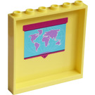 LEGO Jaune clair brillant Panneau 1 x 6 x 5 avec World Map Autocollant (59349)