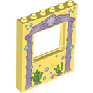 LEGO Bright Light Yellow Panel 1 x 6 x 6 with Window Cutout with Purple arch way (15627 / 24814)