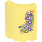 LEGO Jaune clair brillant Panneau 4 x 4 x 6 Incurvé avec Purple Climbing Fleurs Autocollant (30562)