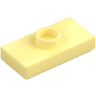 LEGO Lysegul Plade 1 x 2 med 1 Stud (med spor og Bund Knops Holder) (15573 / 78823)