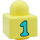 LEGO Jaune clair brillant Primo Brique 1 x 1 avec Mouse et n° 1 sur Côtés opposés