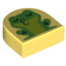 LEGO Jaune clair brillant Tuile 1 x 1 Demi Oval avec La grenouille (24246 / 90938)